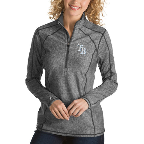 Tampa Bay Rays Antigua Women's Tempo Desert Dry 1/4-Zip Pullover Jacket - Heathered Navy