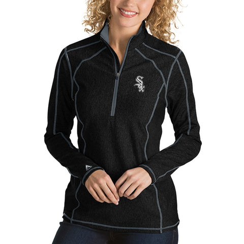 Chicago White Sox Antigua Women's Tempo Desert Dry 1/4-Zip Pullover Jacket - Heathered Charcoal