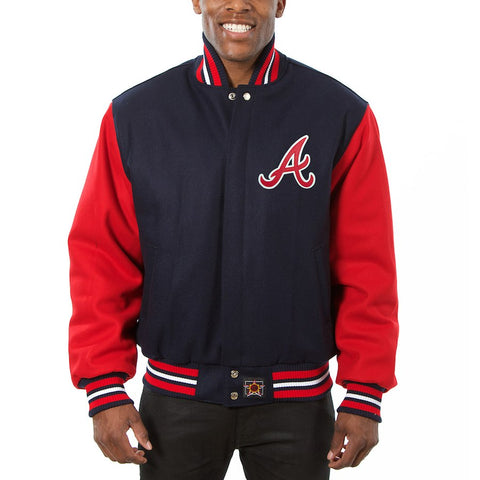 Atlanta Braves JH Design Two-Tone Wool Jacket - Navy/Red