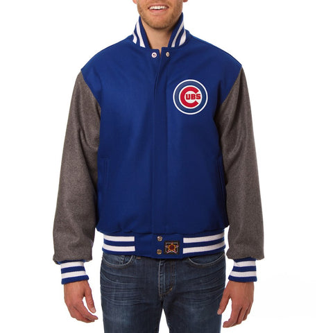Chicago Cubs JH Design Two-Tone Wool Jacket - Royal/Gray