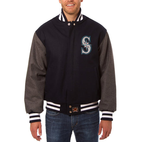 Seattle Mariners JH Design Two-Tone Wool Jacket - Navy/Gray