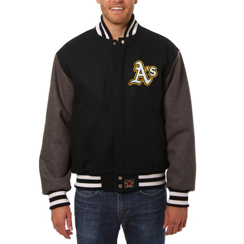 Oakland Athletics JH Design Two-Tone Wool Jacket - Black/Gray