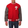 Philadelphia Phillies JH Design Two-Tone Wool Jacket - Red/Gray