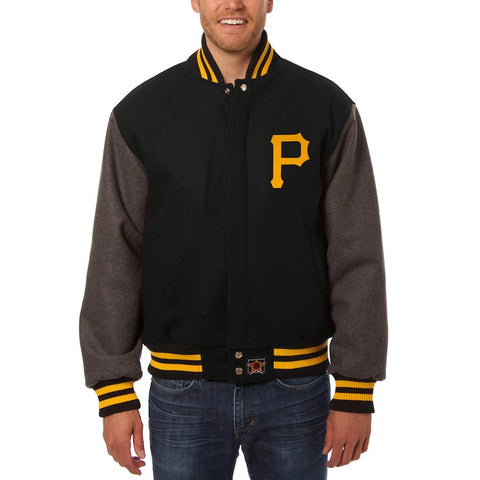 Pittsburgh Pirates JH Design Two-Tone Wool Jacket - Black/Gray