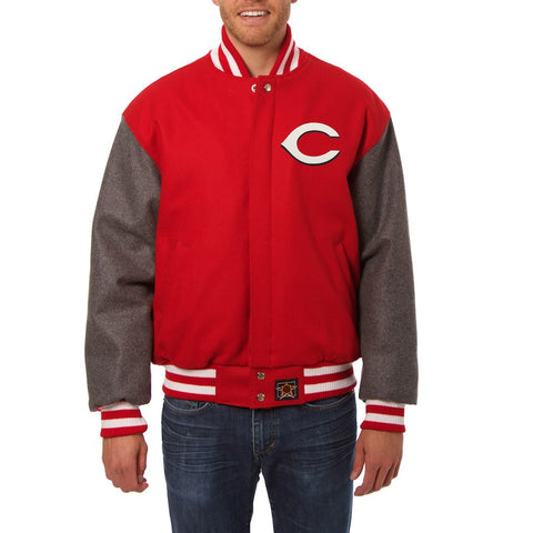Cincinnati Reds JH Design Two-Tone Wool Jacket - Red/Gray