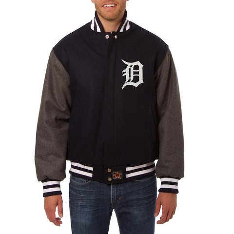 Detroit Tigers JH Design Two-Tone Wool Jacket - Navy/Gray
