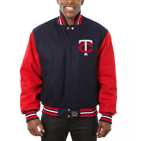Minnesota Twins JH Design Two-Tone Wool Jacket - Navy/Red
