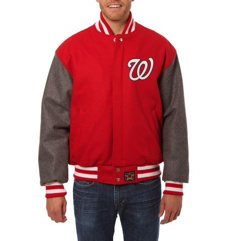 Washington Nationals JH Design Two-Tone Wool Jacket - Red/Gray