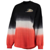 Anaheim Ducks   Women's Ombre Spirit Jersey Long Sleeve Oversized T-Shirt - Black/Orange