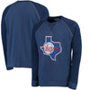 Texas Rangers Majestic Threads Vintage Terry Crew Raglan Sweatshirt - Royal