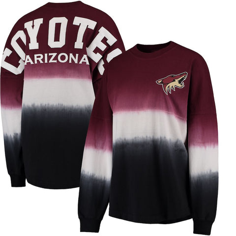 Arizona Coyotes   Women's Ombre Spirit Jersey Long Sleeve Oversized T-Shirt - Garnet/Black