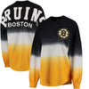 Boston Bruins   Women's Ombre Spirit Jersey Long Sleeve Oversized T-Shirt - Black/Gold