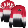 Calgary Flames   Women's Ombre Spirit Jersey Long Sleeve Oversized T-Shirt - Red/Black