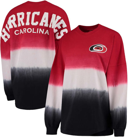 Carolina Hurricanes   Women's Ombre Spirit Jersey Long Sleeve Oversized T-Shirt - Red/Black