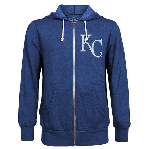 Kansas City Royals Majestic Threads Distressed Tri-Blend Full-Zip Hoodie - Royal