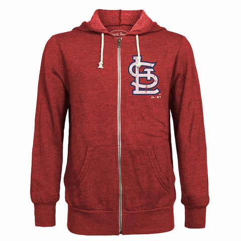 St. Louis Cardinals Majestic Threads Distressed Tri-Blend Full-Zip Hoodie - Red