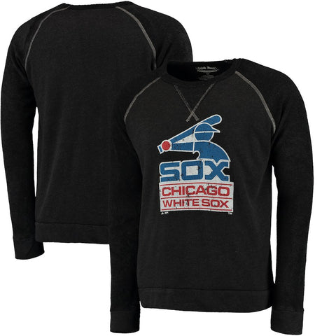 Chicago White Sox Majestic Threads Vintage Terry Crew Raglan Sweatshirt - Black