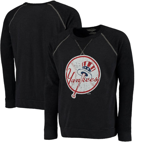 New York Yankees Majestic Threads Vintage Terry Crew Raglan Sweatshirt - Navy