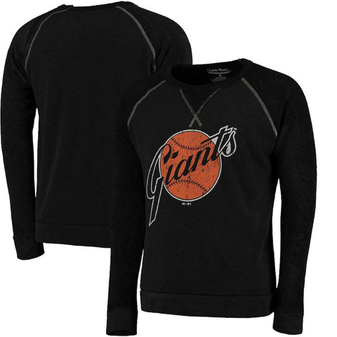 San Francisco Giants Majestic Threads Vintage Terry Crew Raglan Sweatshirt - Black