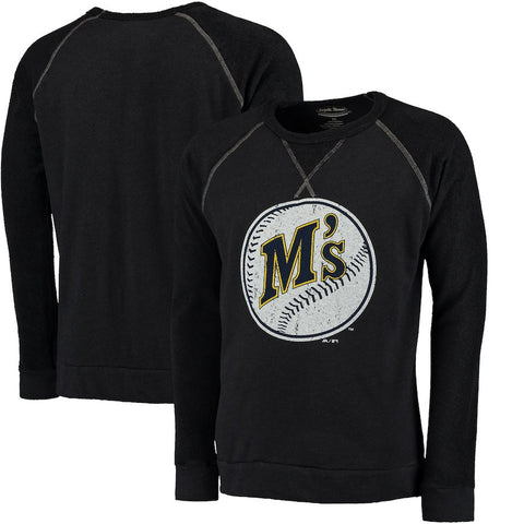 Seattle Mariners Majestic Threads Vintage Terry Crew Raglan Sweatshirt - Navy