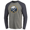 Buffalo Sabres Distressed Team Tri-Blend Raglan Long Sleeve T-Shirt - Gray/Navy