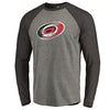 Carolina Hurricanes Distressed Team Tri-Blend Raglan Long Sleeve T-Shirt - Gray/Black