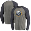 Buffalo Sabres Distressed Team Tri-Blend Raglan Long Sleeve T-Shirt - Gray/Navy
