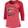 Carolina Hurricanes Majestic Threads Women's Softhand Three-Quarter Sleeve Raglan T-Shirt - Heathered Red