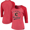 Calgary Flames Majestic Threads Women's Softhand Three-Quarter Sleeve Raglan T-Shirt - Heathered Red