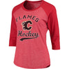 Calgary Flames Majestic Threads Women's Softhand Three-Quarter Sleeve Raglan T-Shirt - Heathered Red