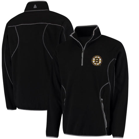 Boston Bruins Antigua Ice Quarter-Zip Pullover Jacket - Black/Steel