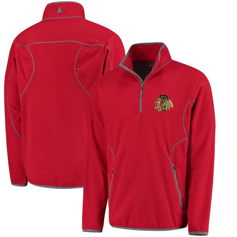 Chicago Blackhawks Antigua Ice Quarter-Zip Pullover Jacket - Red/Steel