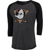 Anaheim Ducks Majestic Threads Tri-Blend 3/4-Sleeve Raglan T-Shirt - Black