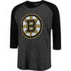Boston Bruins Majestic Threads Tri-Blend 3/4-Sleeve Raglan T-Shirt - Black