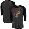 Arizona Coyotes Majestic Threads Tri-Blend 3/4-Sleeve Raglan T-Shirt - Black