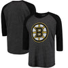 Boston Bruins Majestic Threads Tri-Blend 3/4-Sleeve Raglan T-Shirt - Black