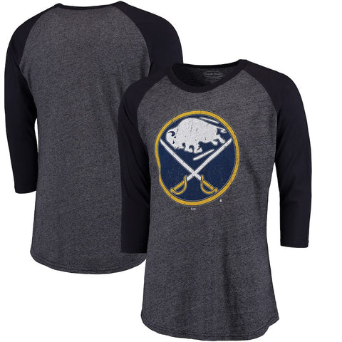 Buffalo Sabres Majestic Threads Tri-Blend 3/4-Sleeve Raglan T-Shirt - Navy