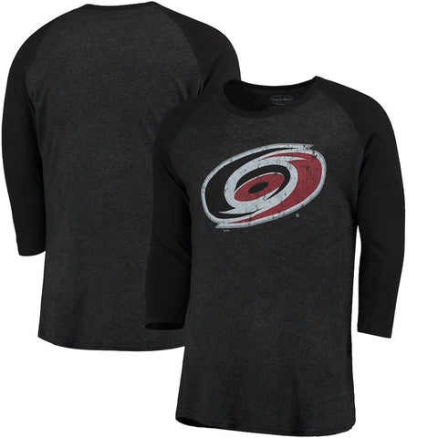 Carolina Hurricanes Majestic Threads Tri-Blend 3/4-Sleeve Raglan T-Shirt - Black