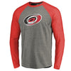 Carolina Hurricanes Distressed Team Tri-Blend Raglan Long Sleeve T-Shirt - Gray/Red