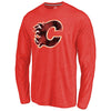 Calgary Flames Distressed Team Primary Logo Tri-Blend Long Sleeve T-Shirt