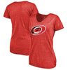 Carolina Hurricanes Women's Distressed Team Primary Logo V-Neck Tri-Blend T-Shirt