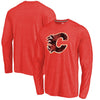 Calgary Flames Distressed Team Primary Logo Tri-Blend Long Sleeve T-Shirt