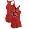 Calgary Flames Women's Distressed Team Primary Logo Tri-Blend Tank Top