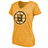 Boston Bruins Women's Distressed Team Primary Logo V-Neck Tri-Blend T-Shirt