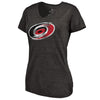 Carolina Hurricanes Women's Distressed Team Primary Logo V-Neck Tri-Blend T-Shirt