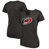 Carolina Hurricanes Women's Distressed Team Primary Logo V-Neck Tri-Blend T-Shirt
