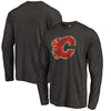 Calgary Flames Distressed Team Primary Logo Tri-Blend Long Sleeve T-Shirt