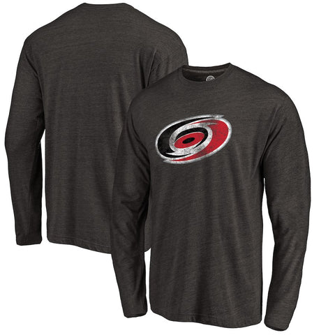Carolina Hurricanes Distressed Team Primary Logo Tri-Blend Long Sleeve T-Shirt