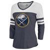 Buffalo Sabres Women's Distressed Team Primary Logo Three-Quarter Sleeve Tri-Blend T-Shirt - Navy