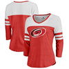 Carolina Hurricanes Women's Distressed Team Primary Logo Three-Quarter Sleeve Tri-Blend T-Shirt - Red